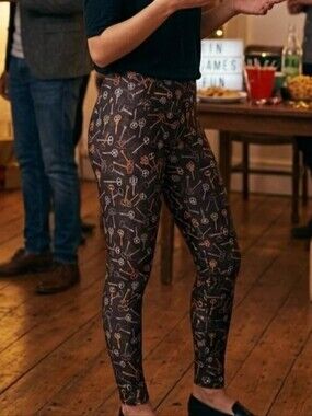 NWT Tween–OS/Womens 0-4 Victorian Steampunk Antique Skeleton Keys Black Leggings